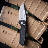 Protech Knives SBR - Les George Designed Short Bladed Rockeye Auto Knife | Black Textured Handle, 2.5" S35VN Blade, Deep Carry Clip LG405