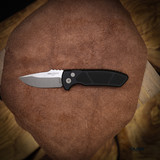 Protech Knives SBR - Les George Designed Short Bladed Rockeye Auto Knife | Black Textured Handle, 2.5" S35VN Blade, Deep Carry Clip