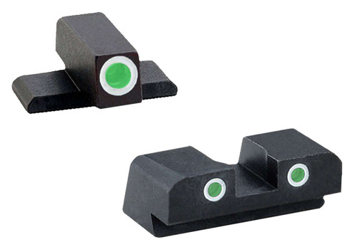 AmeriGlo XD191 Classic Tritium Sight Set for Springfield Armory XD Green Tritium White Outline Front Sight-Green Tritium White Outline Rear Sight TSW|38431