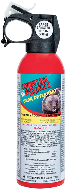 Counter Assault 15067027 Bear Spray Capsaicin Range 32 ft-7 Seconds/40 ft-8 Seconds 8.10 oz/10.20 oz Includes 2 Holsters TSW|127142