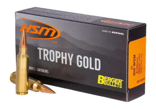 HSM 300WSM210VLD Trophy Gold Extended Range 300 WSM 210 gr Berger Hunting VLD Match 20 Per Box/ 25 Case TSW|82372