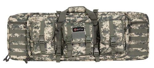 GPS Bags DRC36ACU Double Rifle Case 36" A-TACS AU 600D Polyester w/ 2 Padded Pistol Sleeves MOLLE Webbing & Lockable Zippers TSW|145415