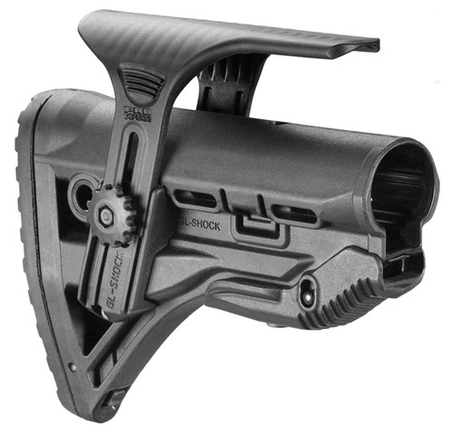 FAB Defense FXGLSHOCKCP GL-Shock CP Buttstock for AR-15/ M16/ M4 w/Adjustable Cheek-Rest & Anti-Rattle Mechanism Black Mil-Spec Reinforced Polymer TSW|107037