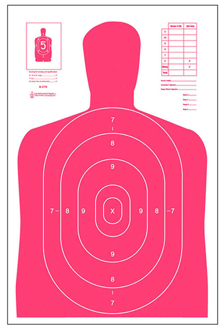 Action Target B27ERD100 Qualification High Visibility Fluorescent Silhouette Paper 23" x 35" Red/White 100 Per Box TSW|116044