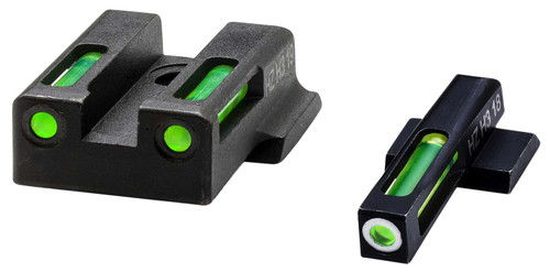 HiViz 9EZN321 LiteWave H3 Sight Set for S&W 9EZ Green Tritium White Outline Front Sight-Green Fiber Optic Rear Sight TSW|123521