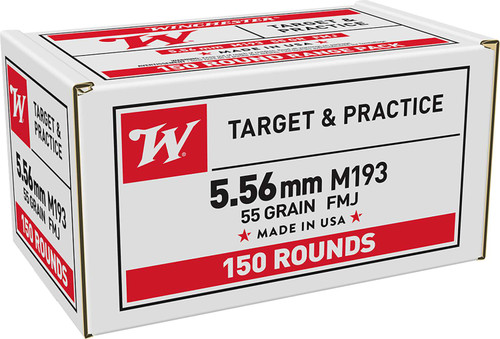 Winchester Ammo WM193150 USA M193 5.56x45mmNATO 55gr Full Metal Jacket 150 Per Box/4 Case *Value Pack TSW|46631