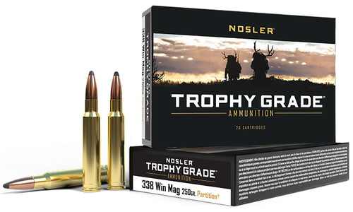 Nosler 60082 Trophy Grade 338WinMag 250gr Nosler Spitzer Partition 20 Per Box/10 Case TSW|81565