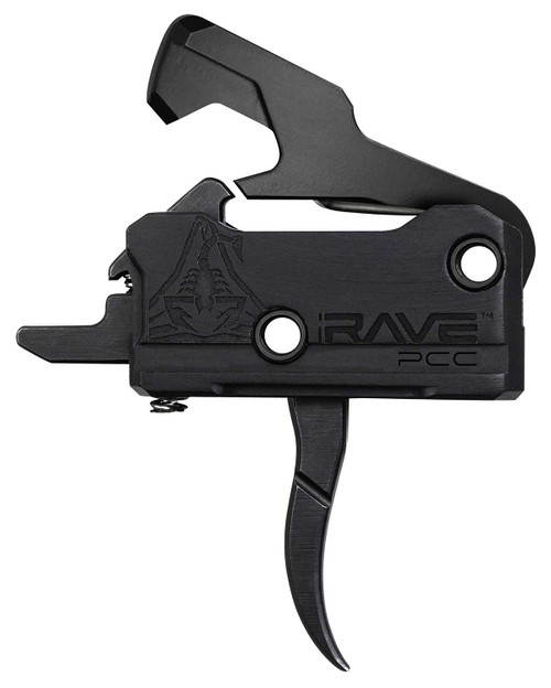 Rise Armament T017PCCBLK Rave Pistol Caliber Carbine Single-Stage Curved Trigger with 3.50 lbs Draw Weight & Black Nitride Finish for AR-Platform TSW|144902