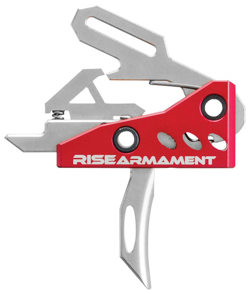 Rise Armament RA535APT RA-535 High Performance Single-Stage Straight Trigger with 3.50 lbs Draw Weight & Silver/Red Hardcoat Anodized Finish for AR-Platform TSW|101912