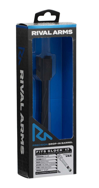 Rival Arms RA20G102A Precision 9mm Luger Compatible w/Glock 17 Gen3-4, 4.49" Fluted Threaded Black PVD Stainless Steel TSW|111260