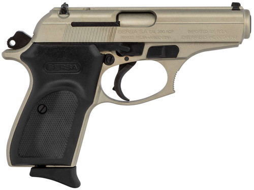 Bersa T380NKL8 Thunder Micro-Compact Frame 380 ACP 8+1, 3.50" Satin Nickel Steel Barrel, Serrated Steel Slide & Aluminum Frame TSW|139423