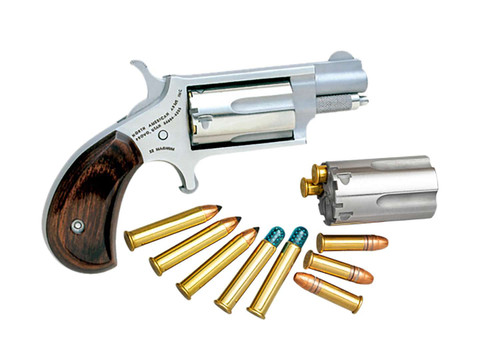 North American Arms 22MSC Mini-Revolver 22 LR/22 WMR 5 Shot 1.13" Stainless Steel Barrel, Frame & Cylinder, Rosewood Birdshead Grip Exposed Hammer TSW|51204