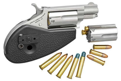 North American Arms 22MSCHG Mini-Revolver 22 LR/22 WMR 5 Shot 1.13" Stainless Steel Barrel, Frame & Cylinder, Black Synthetic Holster Grip, Exposed Hammer TSW|51230