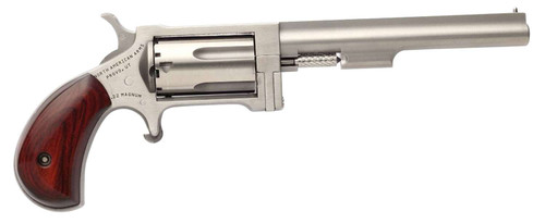 North American Arms SW4 Sidewinder *CA Compliant 22 WMR 5 Shot 4" Stainless Steel Barrel, Frame & Cylinder, Rosewood Birdshead Grip, Exposed Hammer TSW|84323