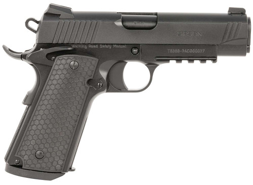 Girsan 392070 MC1911 C Untouchable Compact Frame 45 ACP 8+1 4.40" Black Steel Barrel, Black Serrated Steel Slide & Frame w/Beavertail & Picatinny Rail, Black Polymer Grip TSW|160991
