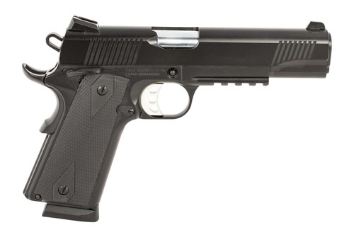Tisas Arms 10100529 1911 Duty 45 ACP 8+1 5" Stainless Steel Barrel, Black Carbon Steel Serrated Slide & Frame w/Picatinny Rail, Black Rubber Grip TSW|196078