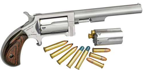 North American Arms SWC4 Sidewinder *CA Compliant 22 LR/22 WMR 5 Shot 4" Stainless Steel Barrel, Stainless Steel Frame, Stainless Cylinder, Rosewood Birdshead Grip, Exposed Hammer TSW|84324