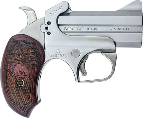 Bond Arms BAPA Patriot Original 45 Colt/410 Gauge 2rd Shot 3"Stainless Steel Barrel Extended Rosewood Grips Right Hand TSW|100451