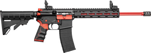 Tippmann Arms A101111 M4 Redline MSR 22 LR 25+1 16" Red Parkerized Fluted Threaded Barrel, Matte Black/Red Aluminum Receiver w/Picatinny Rail, M-LOK Handguard, Black Adj CAR15 Polymer Stock, Red/Black TSW|185345