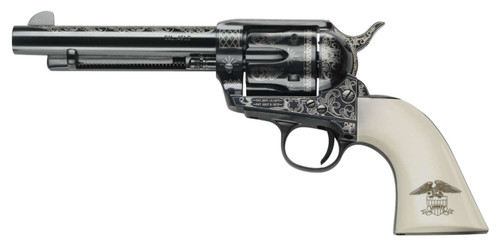 Pietta GW45LLE434NMUI 1873 GW2 Liberty 45 Colt (LC) 6 Shot, 4.75" Blued Engraved Steel Barrel, Cylinder, Frame & Hammer, Ultra Ivory Grip w/Engraved Liberty Eagle TSW|125974