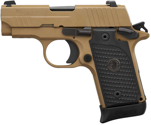 Sig Sauer 238380ESCPN P238 Micro-Compact Emperor Scorpion 380 ACP 2.70" 6+1 & 7+1 Flat Dark Earth Hardcoat Anodized Flat Dark Earth Nitron Stainless Steel Black Hogue G10 Piranha Grip TSW|41932