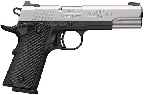 Browning 051118492 1911 Black Label Full Size 380 ACP 8+1 4.25" Stainless Steel Barrel, Satin Stainless Steel Serrated Slide, Matte Black Polymer Frame, Black Polymer Grip TSW|176690