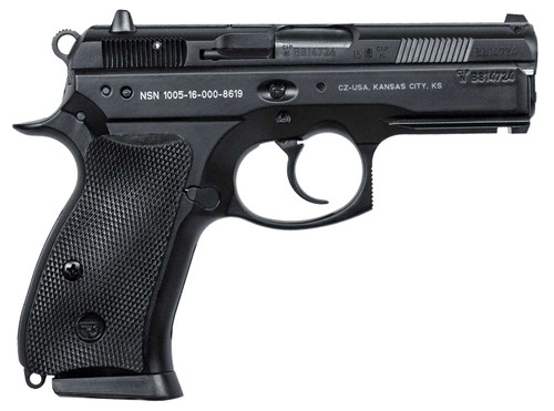 CZ-USA 91199 P-01 Compact Frame 9mm Luger 15+1 3.75" Black Steel Barrel, Black Steel Serrated Slide, Black Polycoat Aluminum Frame w/Beavertail, Black Rubber Grip, Right Hand TSW|13658