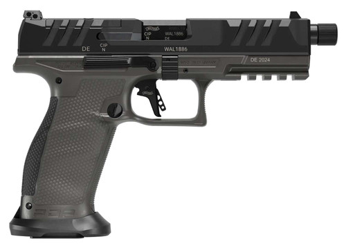 Walther Arms 2871971 PDP Pro SD Full Size 9mm Luger 10+1 5.10" Black Threaded Barrel, Black Optic Ready/Serrated Slide, Tungsten Gray Polymer Frame w/Picatinny Rail, Textured Polymer Grip TSW|191183
