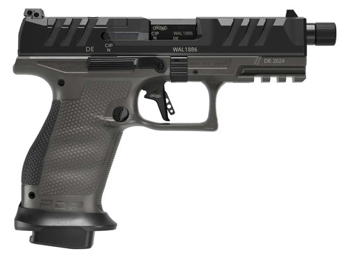 Walther Arms 2871947 PDP Pro SD Compact 9mm Luger 10+1 4.60" Black Threaded Barrel, Black Optic Ready/Serrated Slide, Tungsten Gray Polymer Frame w/Picatinny Rail, Textured Polymer Grip TSW|191182