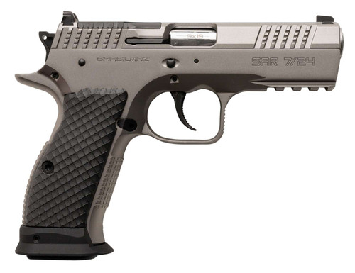Sarsilmaz SAR7/24 7/24 9mm Luger 17+1 4.40" Stainless Barrel, Matte Stainless Steel Optic Cut/Serrated Slide, Matte Stainless Steel Frame w/Beavertail & Picatinny Rail, Black Polymer Grip TSW|188511