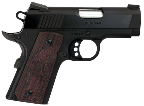 Colt Mfg O7802XE Defender Compact Frame 9mm Luger 8+1 3" Black Steel Barrel, Blued Serrated Steel Slide, Matte Black Cerakote Aluminum Frame w/Beavertail, Black Cherry Tactical G10 Grip, Ambidextrous TSW|19163