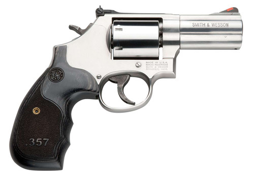 Smith & Wesson 150853 Model 686 Plus 357 Mag 7rd Shot 3" Satin Stainless Steel Barrel, Cylinder & Frame, Black/Silver Custom Wood Grip TSW|23984