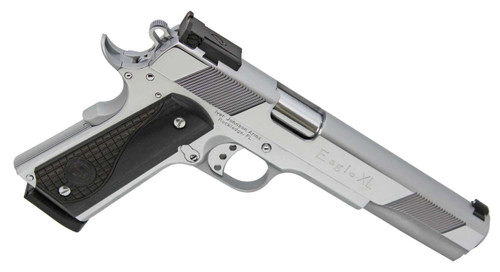 Iver Johnson Arms EAGLEXLC45 Eagle XL 45 ACP 8+1 6" Steel Barrel, Bright Chrome High Polished Long/Serrated Steel Slide & Frame w/Beavertail, Diamondwood Walnut w/Integrated Logo Grip, Right Hand TSW|111737