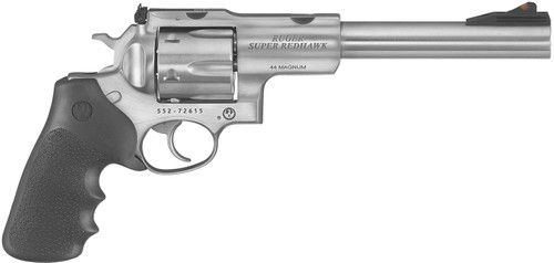 Ruger 5501 Super Redhawk 44 Rem Mag/44 Special 6rd 7.50" Satin Stainless Steel w/Integral Mount Barrel, Satin Stainless Cylinder & Frame, Black Hogue Tamer Monogrip, Transfer Bar Safety TSW|70252