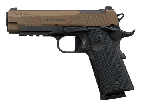 Sig Sauer 1911XCA45FBZXR3P 1911 XSeries Carry 45 ACP 8+1 4.20" Bronze Cerakote w/Freedom Engraving Stainless Steel Optic Ready/Serrated Slide, Matte Black DLC Stainless Steel Frame w/Beavertail & Pica TSW|197098