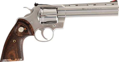 Colt Mfg PYTHONSP6WTS Python 38 Special/357 Mag 6 Shot 6" Stainless Vent Recessed Target/Vent Rib Barrel, Cylinder & Frame, Walnut w/Colt Medallion Grip TSW|119658