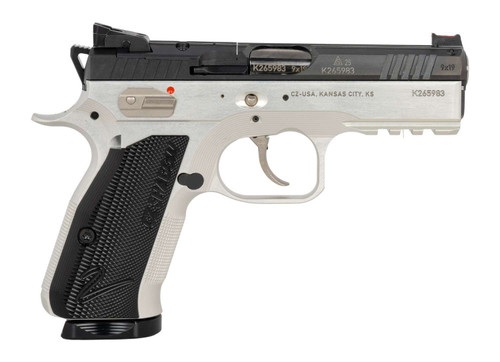 CZ-USA 86156 Shadow 2 Compact Frame 9mm Luger 15+1 4" Stainless Black Optic Ready/Serrated Slide, Silver Aluminum Frame w/Beavertail & Picatinny Rail, Black Duralumin Grip TSW|192873