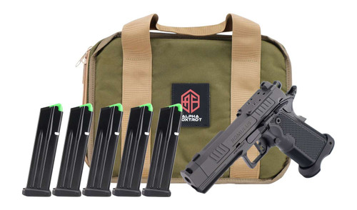 Alpha Foxtrot AA47X1QIG-XDBK20-PROM AF1911 Romulus Promo 9mm Luger 20+1 3.50" Black DLC Threaded Compensated Barrel, Black DLC Stainless Steel Optic Ready/Serrated Slide & Frame w/Beavertail & Picatin TSW|198957