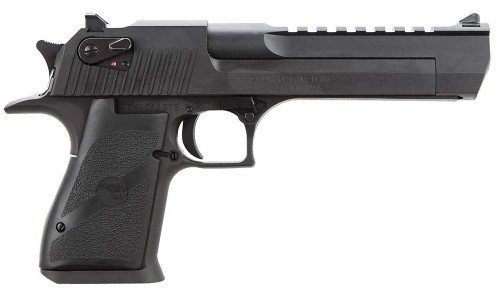 Magnum Research DE44 Desert Eagle Mark XIX 44 Rem Mag Caliber with 6" Picatinny Rail Barrel, 8+1 Capacity, Overall Black Finish Carbon Steel, Beavertail Frame, Serrated Slide & Rubber Grip TSW|49294