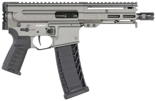 CMMG 94A6867TNG Dissent MK4 9mm Luger 33+1 6.50", Tungsten Gray Rec, Picatinny Brace Adapter, 5.50" M-LOK Handguard, Left Side Charging Handle, Zeroed Linear Comp, Zeroed Drop-In Single Stage Trigger TSW|153763