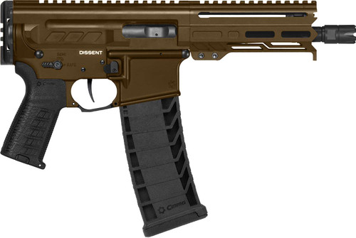 CMMG 94A6867MB Dissent MK4 9mm Luger 33+1 6.50", Midnight Bronze Rec, Picatinny Brace Adapter, 5.50" M-LOK Handguard, Left Side Charging Handle, Zeroed Linear Comp, Zeroed Drop-In Single Stage Trigger TSW|153762