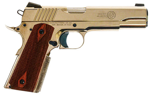 Standard Mfg 1911 Standard Full Size Frame 45 ACP 7+1 5" Stainless Match Grade Barrel, Nickel Steel Serrated Slide, Nickel Steel Frame w/Beavertail, Walnut Double Diamond Grip TSW|181749