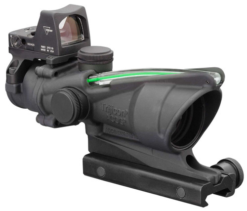 Trijicon 100552 ACOG Combo 4x 32mm Obj 36.80 ft @ 100 yds FOV Matte Black Finish Dual Illuminated Green Crosshair 223 Ballistic, RMR Type 2 3.25 MOA TSW|44833