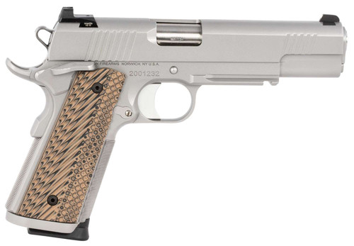 Dan Wesson 01807 Specialist 9mm Luger 10+1 5" Stainless Steel Barrel, Bead Blasted Serrated Stainless Steel Slide & Frame w/Beavertail & Picatinny Rail, Black/Brown G10 Grip, Ambidextrous TSW|119301