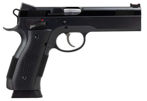 CZ-USA 91731 A01-LD Full Size Frame 9mm Luger 19+1 4.93" Black Match Grade Bull Barrel, Blued Serrated Steel Slide, Blued Steel Frame w/Beavertail, Black Checkered Polymer Grip TSW|107700