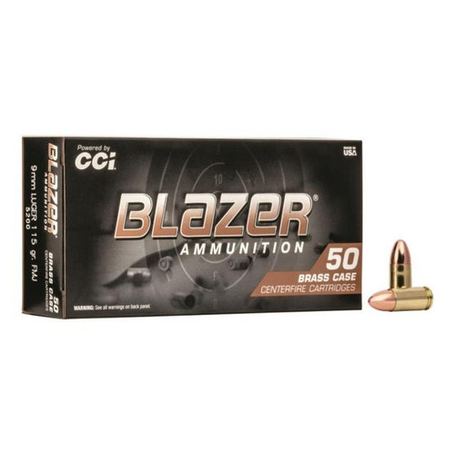Blazer Brass 9mm 115 gr FMJ, 50 Rounds