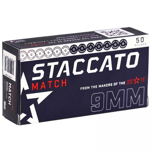 LHA 9mm 136 gr OTM Match Ammo, Staccato Headstamp, 50 Rounds