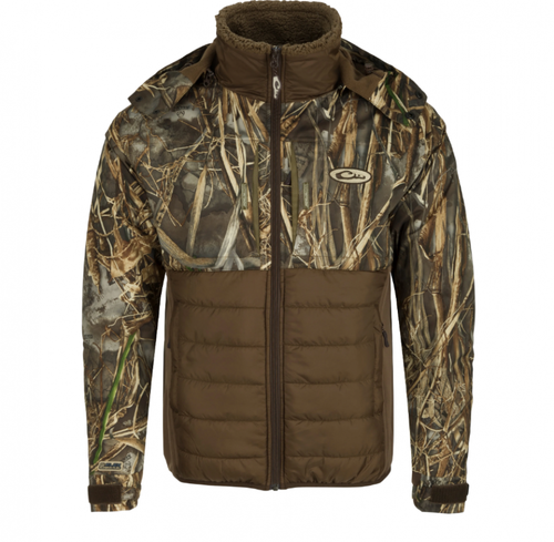 Drake Guardian Flex Double Down Eqwader Full Zip Jacket with Hood, Realtree Max-7, XL