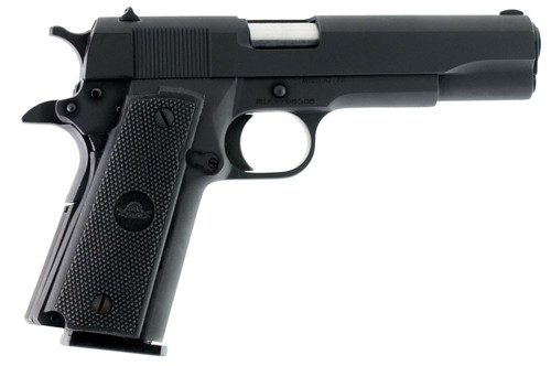 Rock Island 51453 GI Standard FSHC *CA Compliant 45 ACP Caliber with 5" Barrel, 10+1 Capacity, Overall Black Parkerized Finish Steel, Beavertail Frame, Serrated Slide & Black Rubber Grip TSW|35183