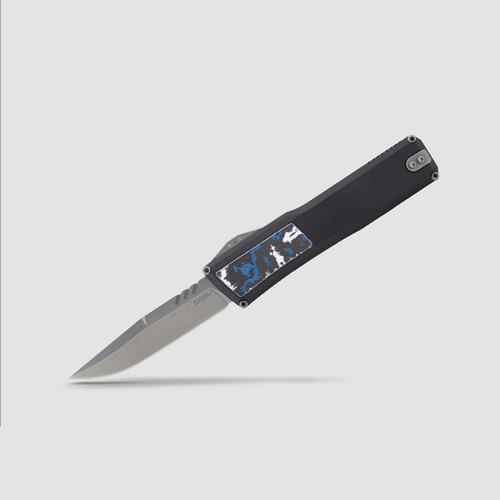 Axial Knives Shift V3 OTF Clip Point Black with Frost Fat Carbon Inlay, Stonewash MagnaCut Blade